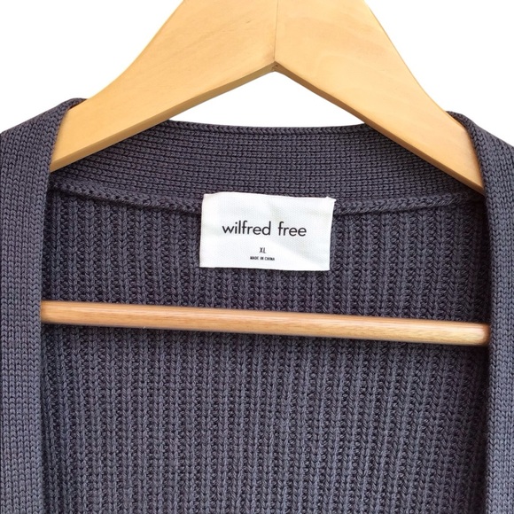 Wilfred Free 100% Merino Wool Unwind Cardigan Dark Gray Pockets Size XL - Picture 3 of 9